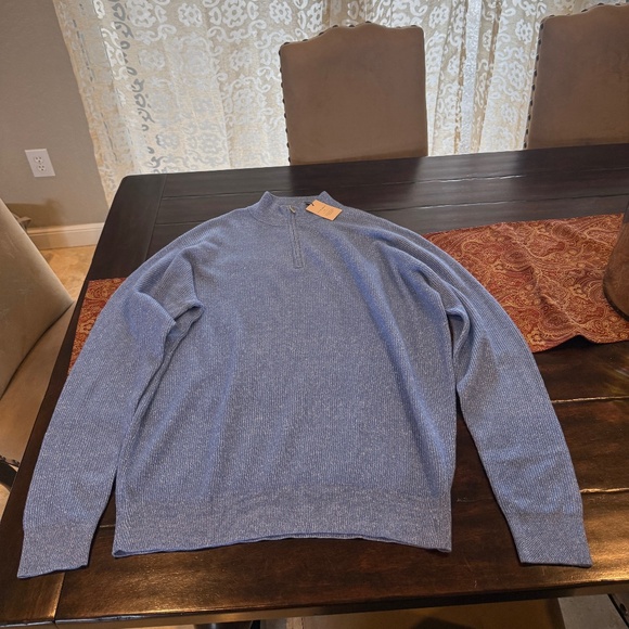 Peter Millar Men's XXL Cape Blue Cashmere/Linen Quarter Zip MSRP $295 - Picture 6 of 10